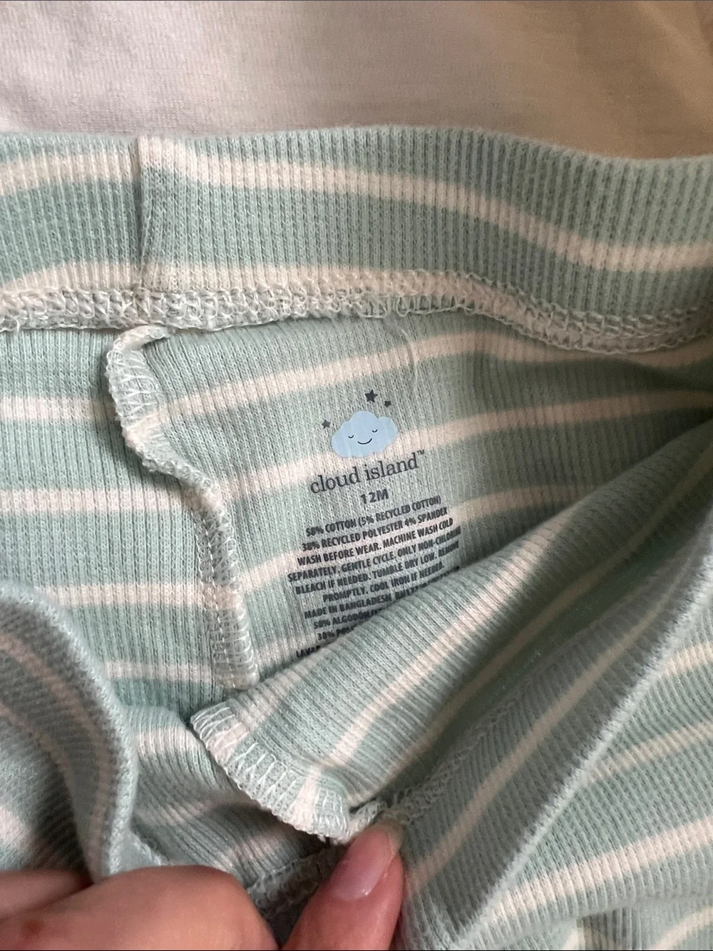 Cream Ruffle Top & Mint Stripe Leggings Kids Set